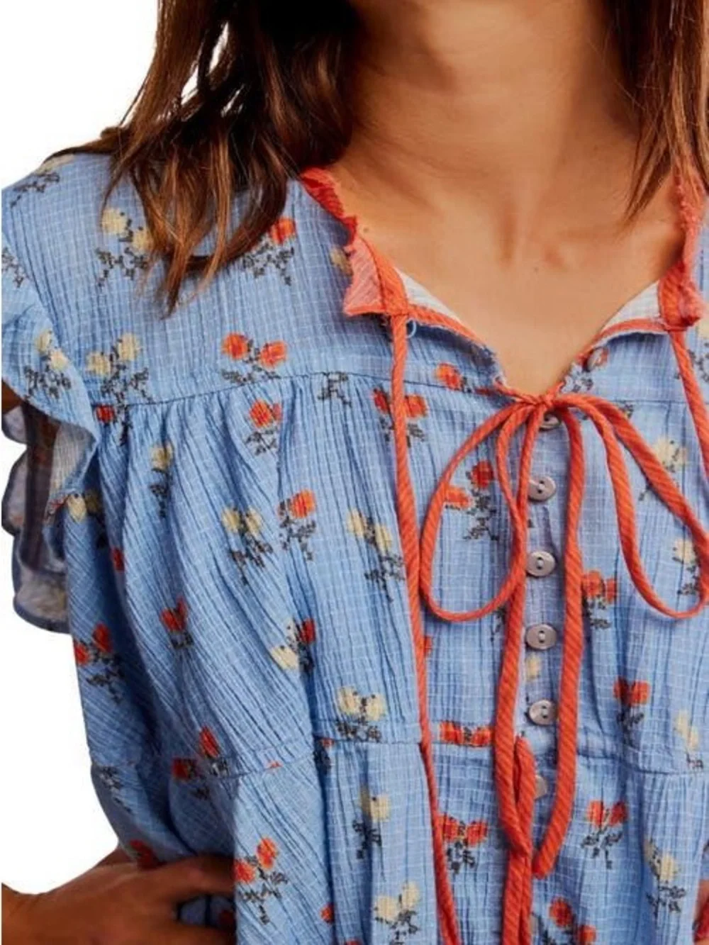 Free People Sundown Ditsy Print Smock Mini Dress Size Medium - Picture 5 of 7